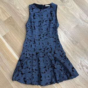 Alice + Olivia mini dress with denim-style floral appliqué detailing
